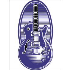 Hollow-Body Electric Guitar SVG with Striped Background
