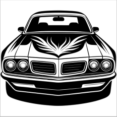 Classic Muscle Car SVG with Hood Flame 