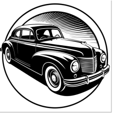 Vintage Classic Car SVG with Circular Frame