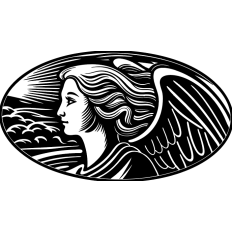 Oval Angel SVG with Scenic Background