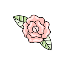 cute whimsical pink flower with leaves sticker