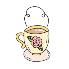 cute whimsical yellow mug with pink flower sticker