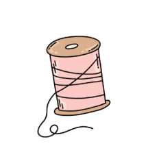 pink sewing thread sticker