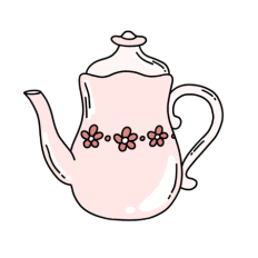 cute english pink tea kettle sticker