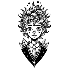 "Whimsical Fantasy Character SVG - Intricate Line Art for Crafts & Décor"