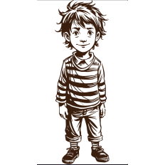 Whimsical Boy Portrait SVG - Hand-Drawn Illustration for Crafts & Décor