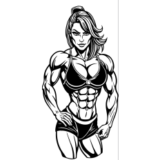 Strong Female Bodybuilder SVG - Muscular Woman Fitness Vector for Apparel & Artwork