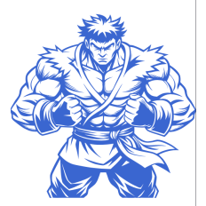 Blue Martial Arts Fighter SVG - Bold Karate Warrior Vector for Sports Apparel & Combat Designs