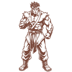 Full-Body Martial Arts Warrior SVG - Combat Fighter Vector for Apparel & Dojo Decor