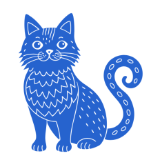 Whimsical Cat SVG - Cute Blue Cat Silhouette Vector for Crafts, Stickers & Pet Art