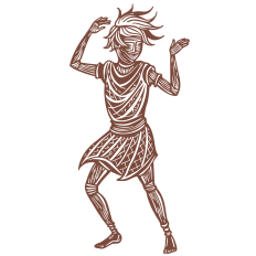 Tribal Dance Figure SVG - Woodcut Style Cultural Silhouette for Crafts & Artistic Projects