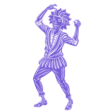 Jester Performer SVG - Playful Dancing Figure Vector in Woodcut Style for Crafts & Theater Art
