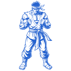 Blue Karate Fighter SVG - Comic-Style Martial Artist Vector for Sportswear & Combat Designs