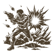 Combat Soldier SVG - Action Hero Vector with Gun & Explosion for Military Designs