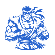 Blue Martial Artist SVG - Intense Fighter Vector for Gym Apparel & Combat Graphics