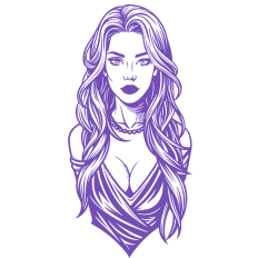 Elegant Woman Portrait SVG - Purple Glam Vector Design for Fashion & Pop Art Projects