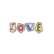 cute hand-drawn vintage scrapbook love sticker