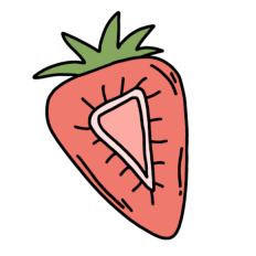 cute vintage hand-drawn sliced strawberry sticker