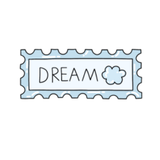 cute fun blue dream stamp sticker