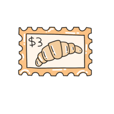 cute fun croissant pastry stamp sticker