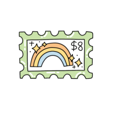 cute fun whimsical rainbow stamp sticker