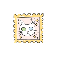 cute fun white whimsical cat stamp sticker