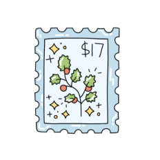 cute fun whimsical berry plant stamp sticker