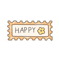 cute happy with yellow flower stamp sticker