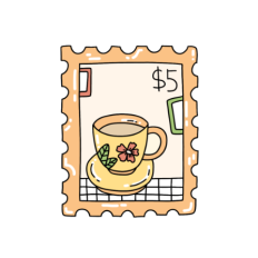 cute fun floral mug stamp sticker