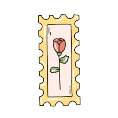 cute fun whimsical rose flower stamp sticker