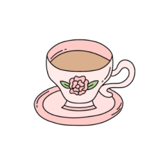 cute whimsical pink floral tea cup sticker