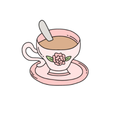 cute fun pink floral tea with spoon sticker