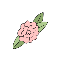 cute pink flower with leaves sticker