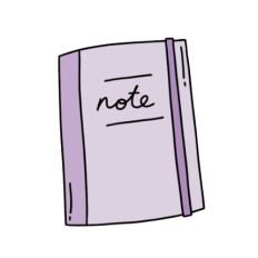 cute fun whimsical purple notebook sticker