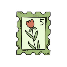 cute whimsical green flower stamp sticker