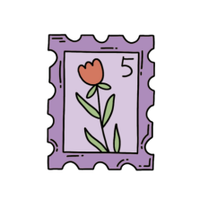 cute whimsical purple flower stamp sticker