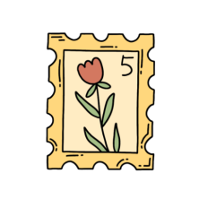 cute whimsical yellow flower stamp sticker