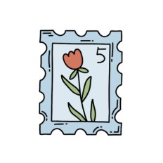 cute whimsical blue flower stamp sticker