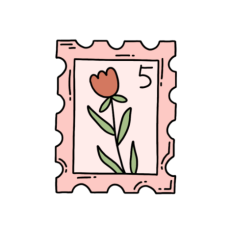 cute whimsical pink flower stamp sticker