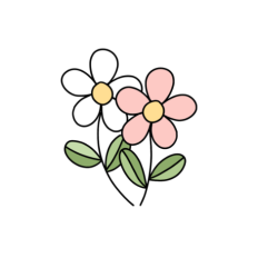 cute whimsical white & pink flower sticker