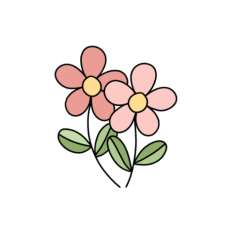 cute whimsical pink flowers sticker