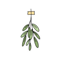 cute whimsical green leaves branch sticker