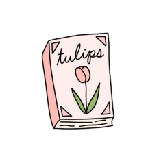 cute fun whimsical pink tulip book sticker