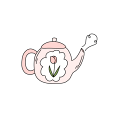 cute fun whimsical pink tulip teapot sticker