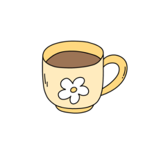 cute whimsical yellow flower coffee mug sticker