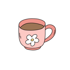 cute whimsical pink flower coffee mug sticker