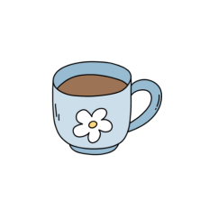 cute whimsical blue flower coffee mug sticker