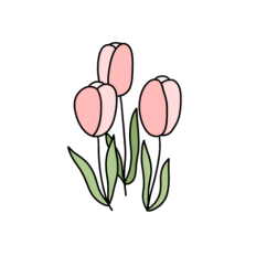 cute whimsical pink tulip flowers sticker