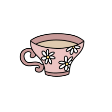 vintage pink floral tea cup sticker