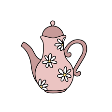 vintage pink floral tea pot sticker